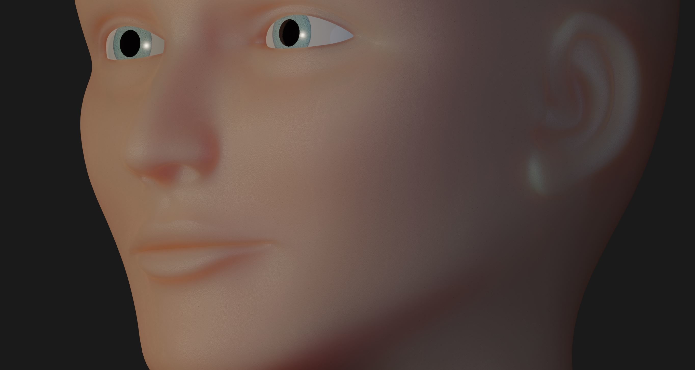 Head Base Mesh and Basic Skin Shader for Eevee 3D model_3