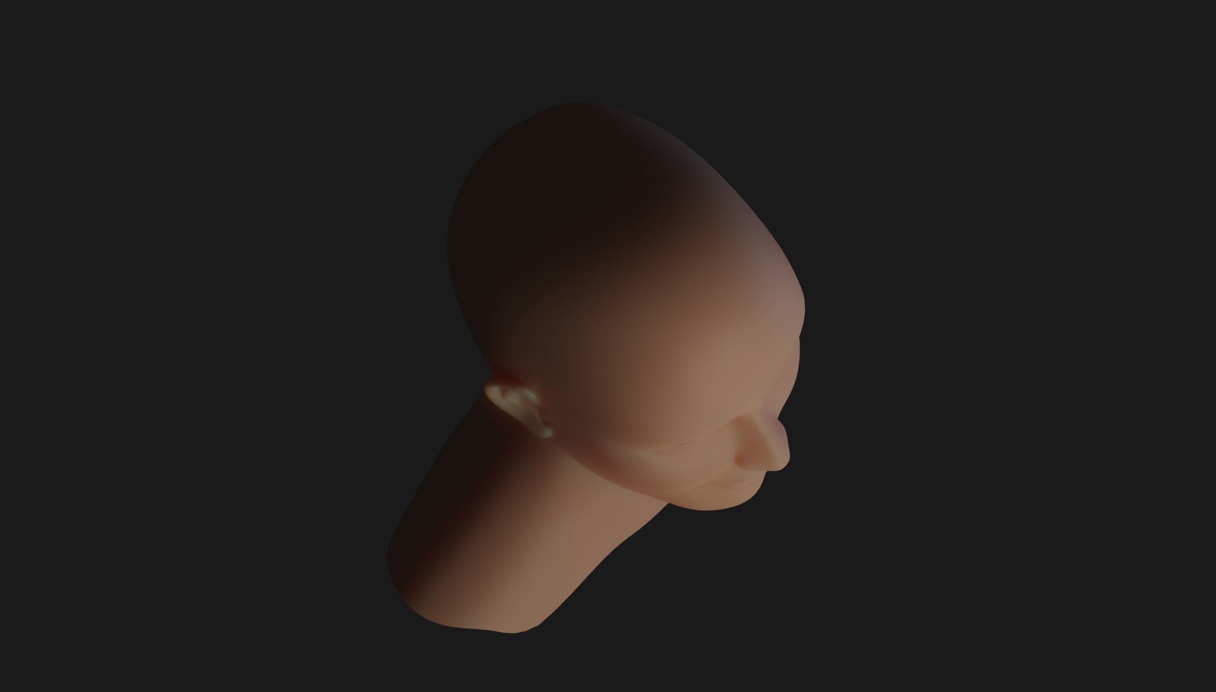 Head Base Mesh and Basic Skin Shader for Eevee 3D model_9