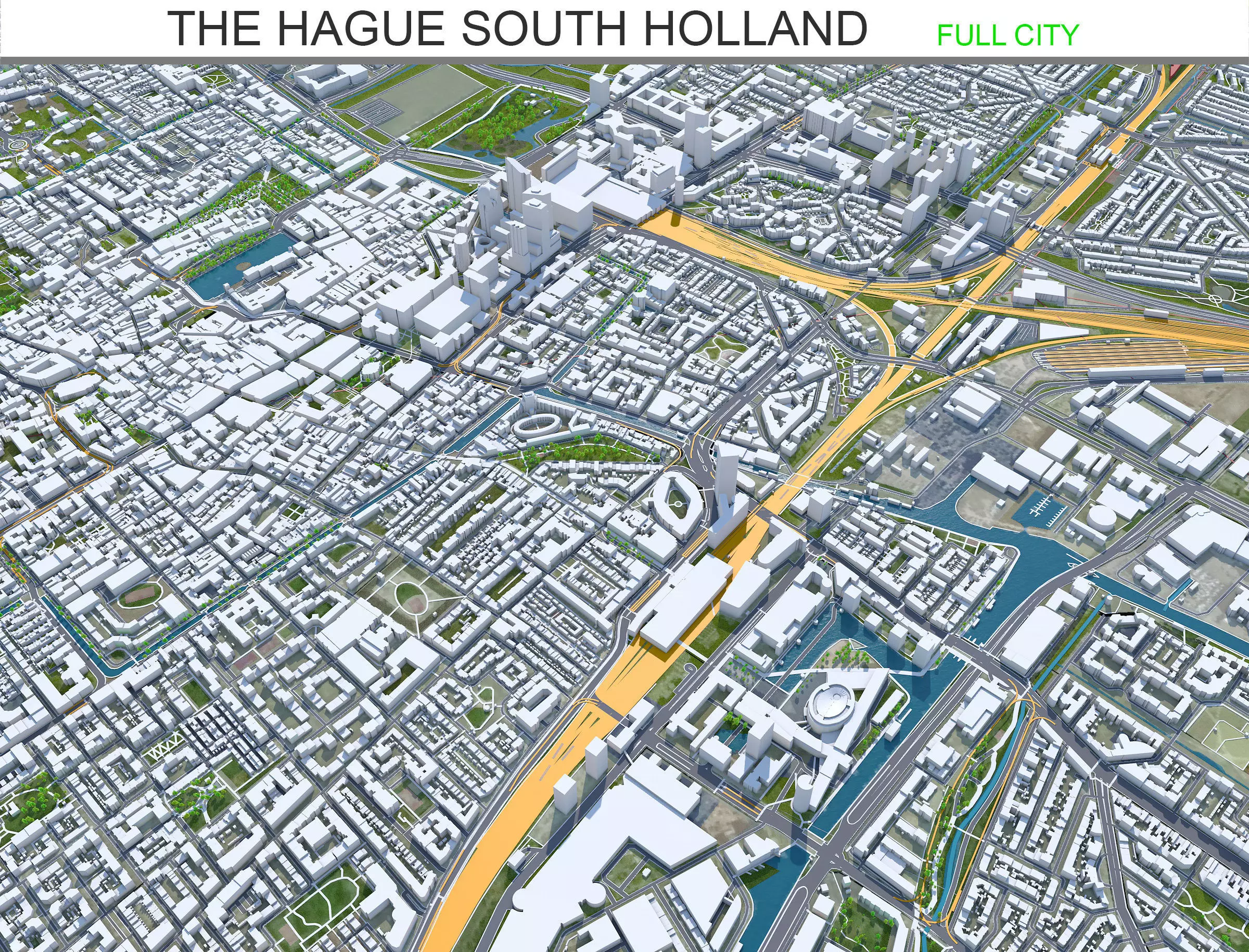 The Hague City South Holland Netherlands Low-poly 3D model
