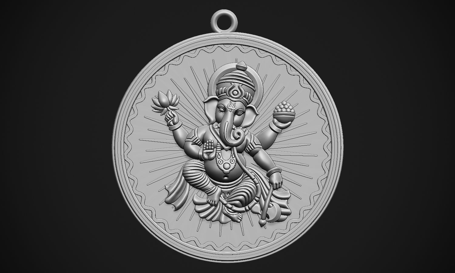 Ganesha Style 2 Pendant 3D print model_12