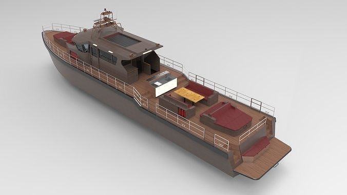 Boat wood 27m Low-poly 3D model