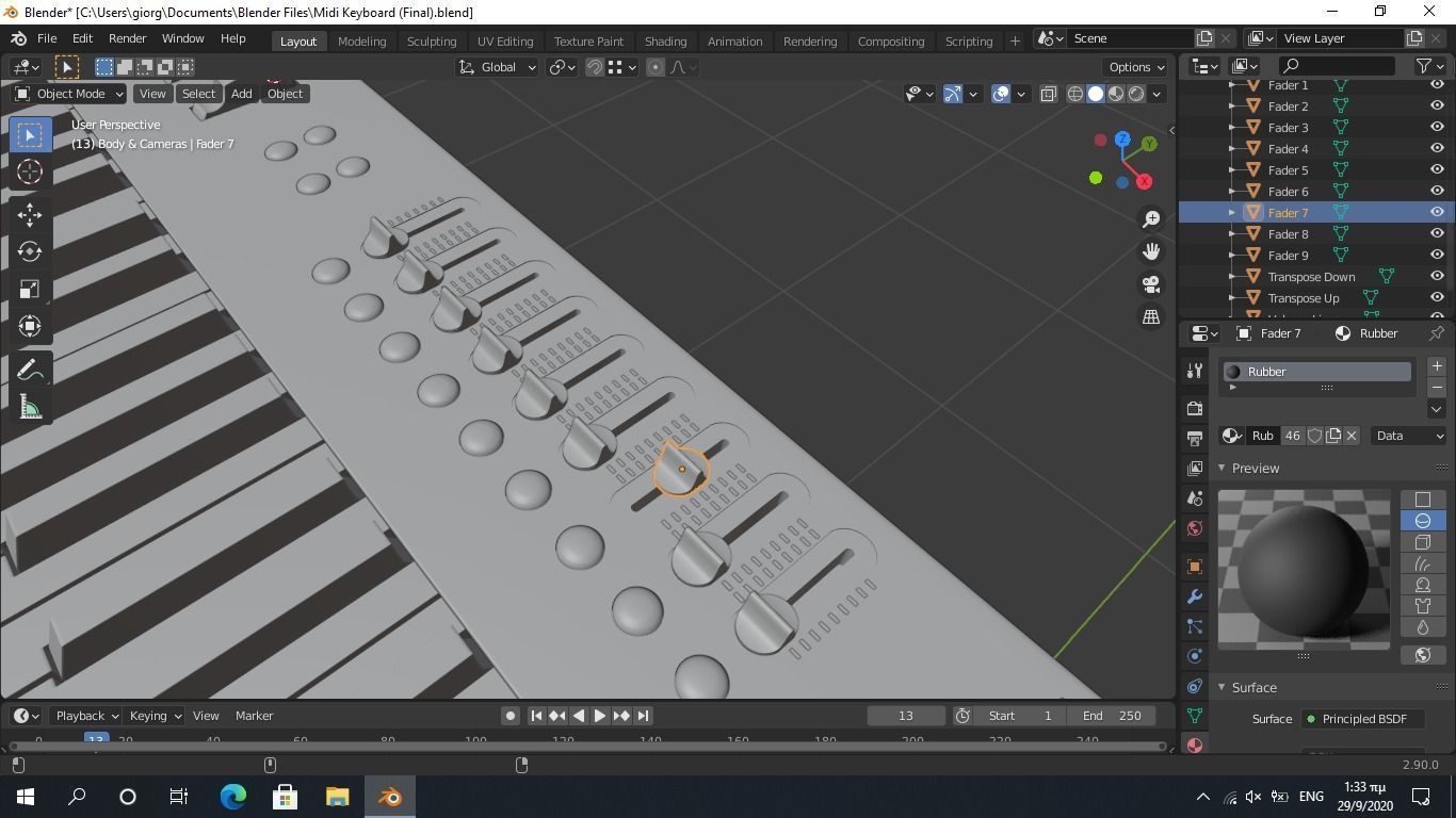 3D model MIDI Keyboard Controller - 88 Key Digital Piano 3D model_15