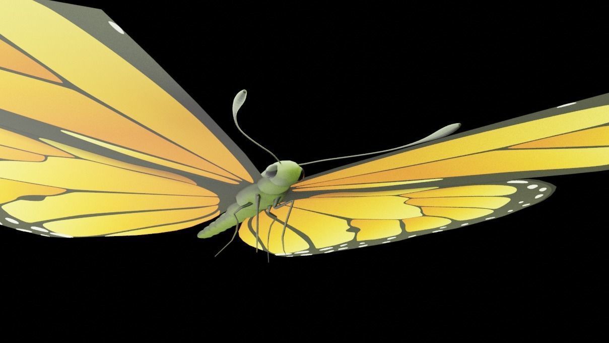 Butterfly monarch Low-poly 3D model_4