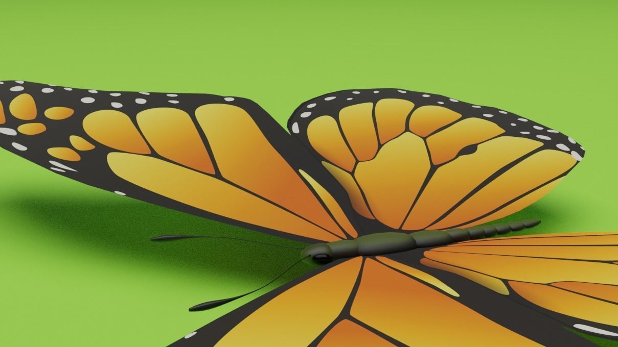Butterfly monarch Low-poly 3D model_1