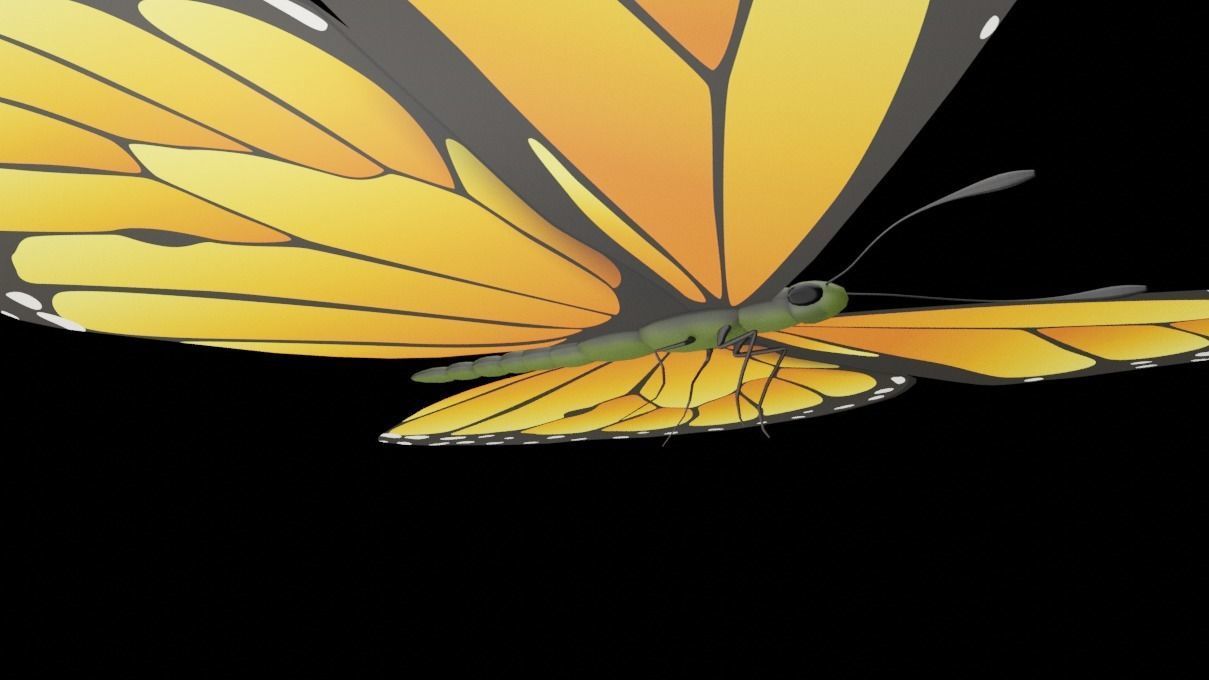 Butterfly monarch Low-poly 3D model_3