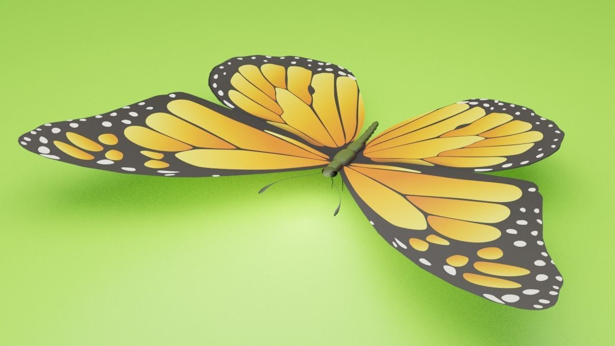 Butterfly monarch Low-poly 3D model_2