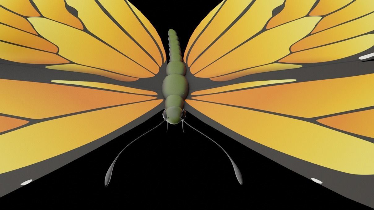 Butterfly monarch Low-poly 3D model_6