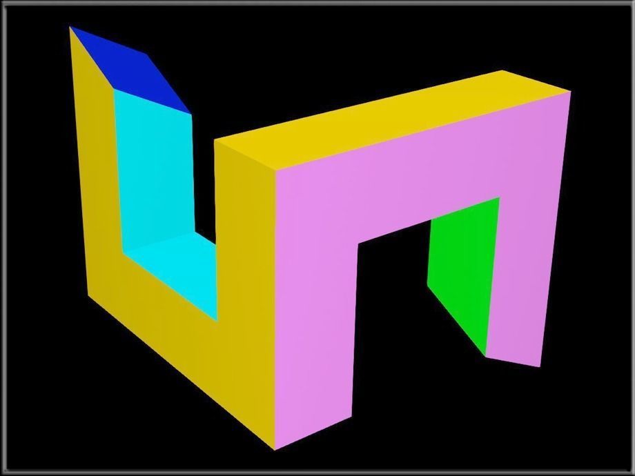 Impossible Geometry - Reutersvard Rectangle Low-poly 3D model_3