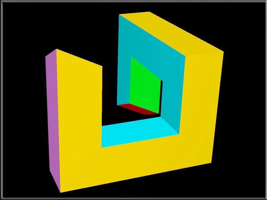 Impossible Geometry - Reutersvard Rectangle Low-poly 3D model_2