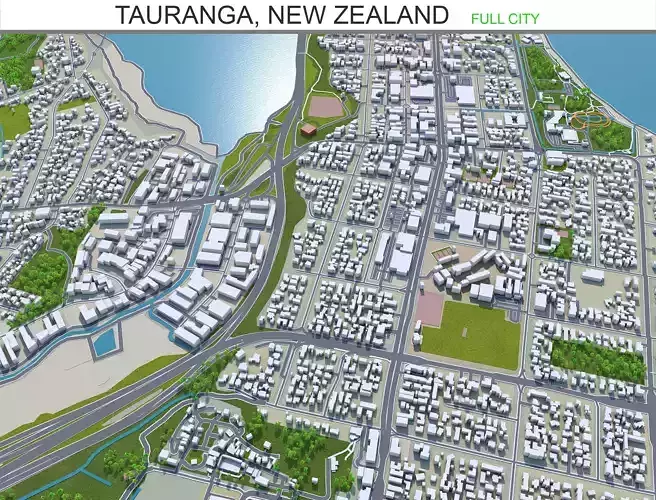 Tauranga New Zealand 40km Low-poly 3D model