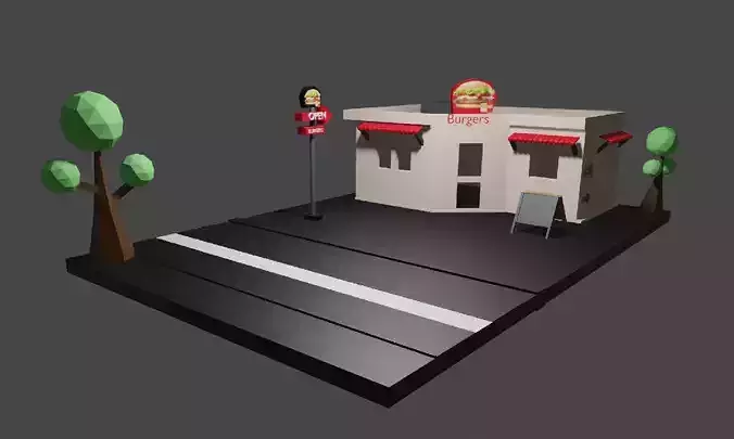 Lowpoly  Burger house model 