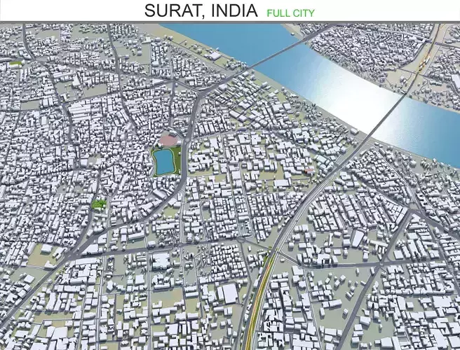 Surat India 40km Low-poly 3D model