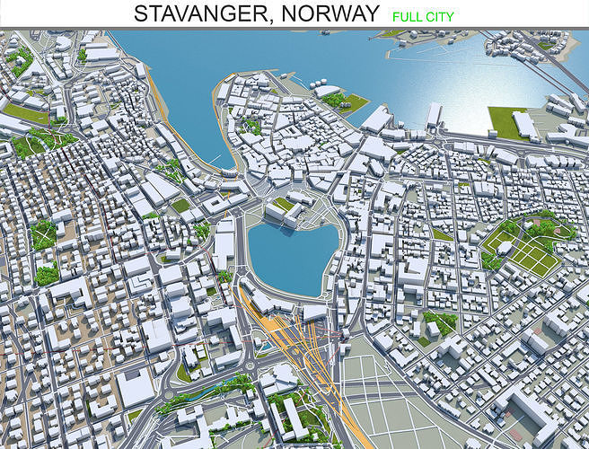 Stavanger Norway 30km Low-poly 3D model