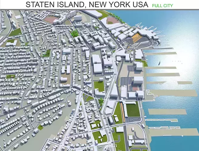 Staten Island New York USA 40km Low-poly 3D model