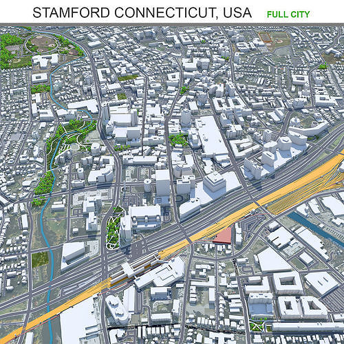 Stamford Connecticut USA Low-poly 3D model