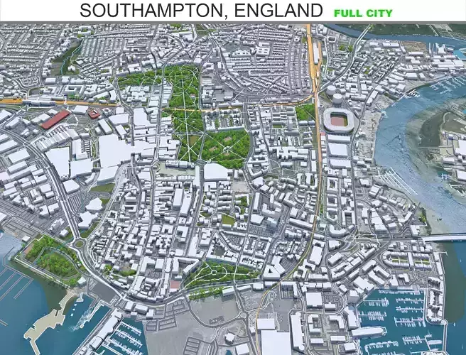 Southampton City England Low-poly 3D model