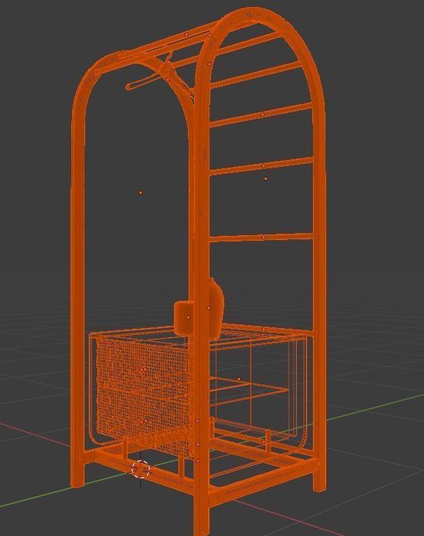 Wardrobe wooden with two drawers 3D model_11