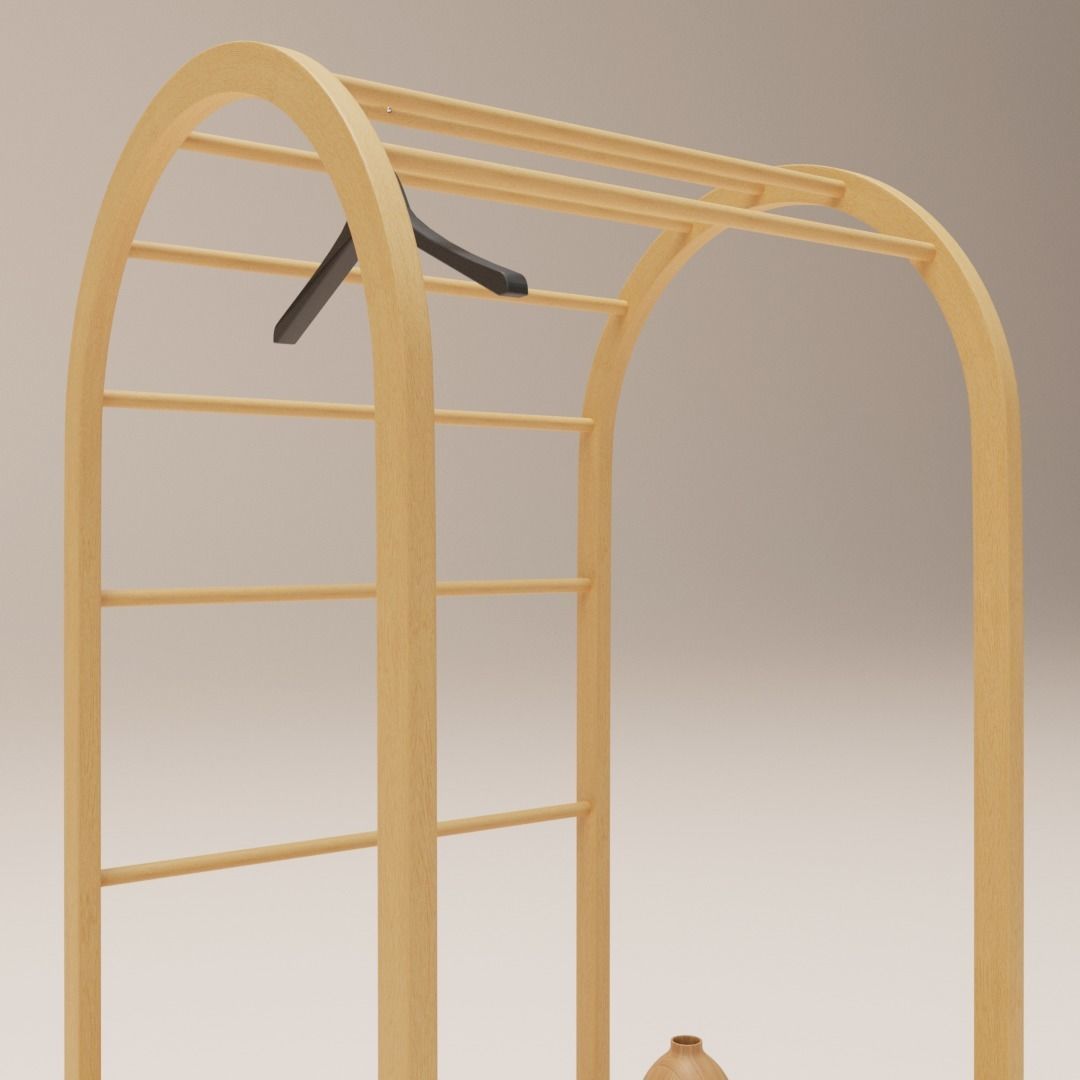 Wardrobe wooden with two drawers 3D model_7