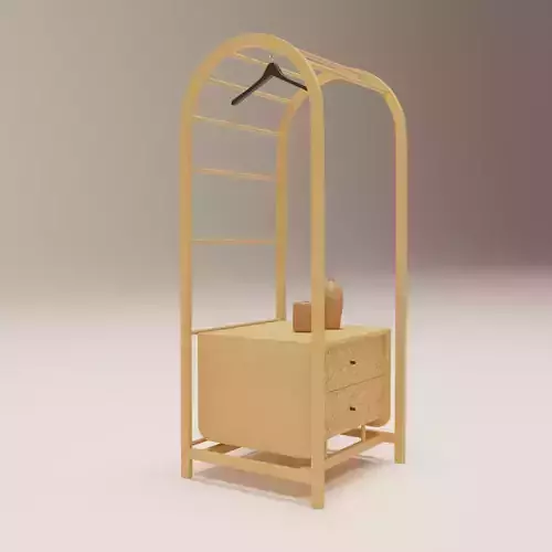 Wardrobe wooden with two drawers 3D model