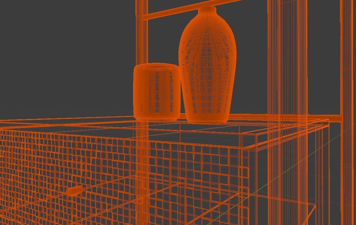 Wardrobe wooden with two drawers 3D model_12