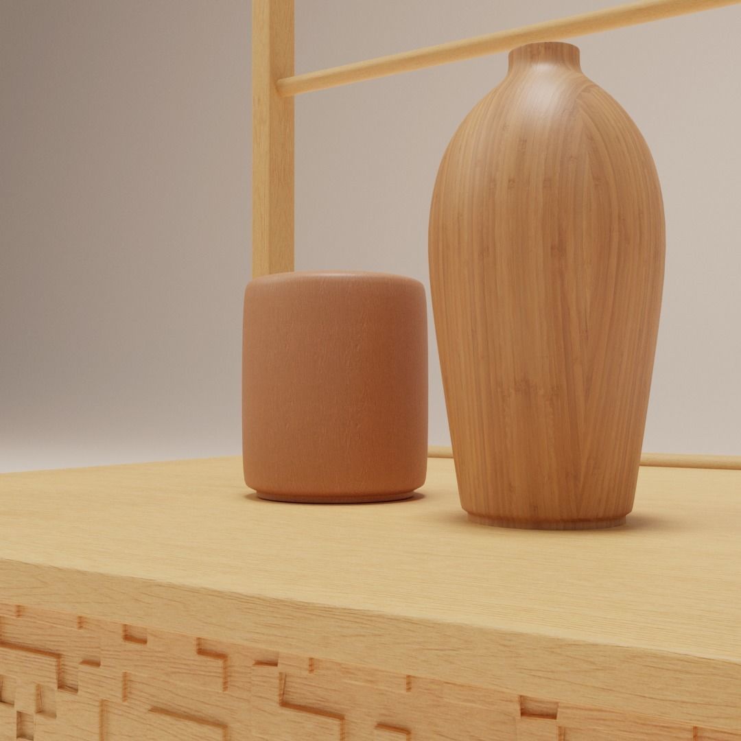 Wardrobe wooden with two drawers 3D model_8