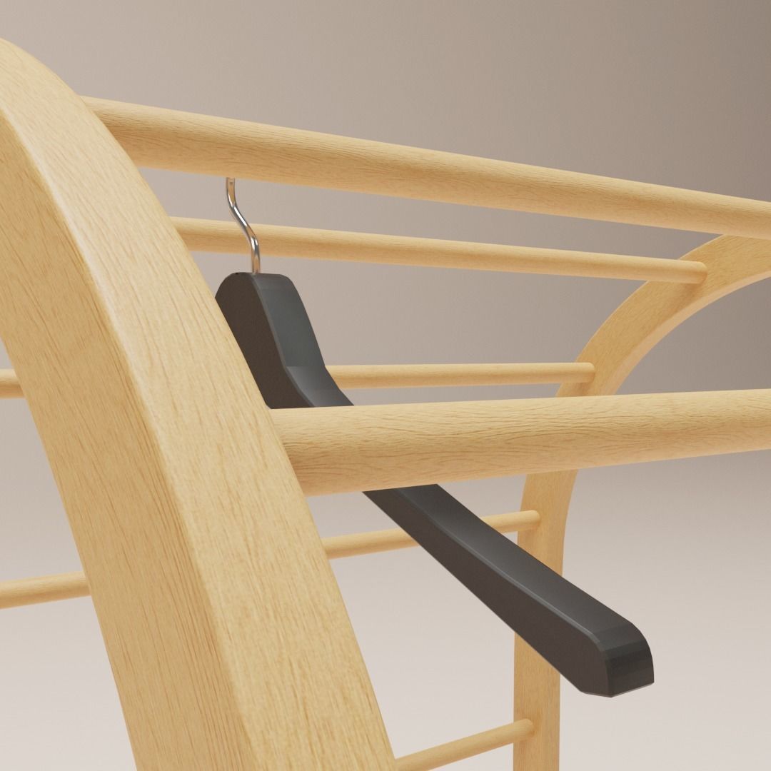 Wardrobe wooden with two drawers 3D model_9