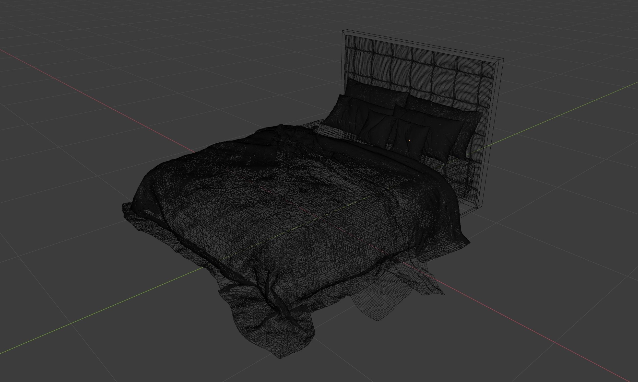 Bed with Blankets and Pillows 3D model_5