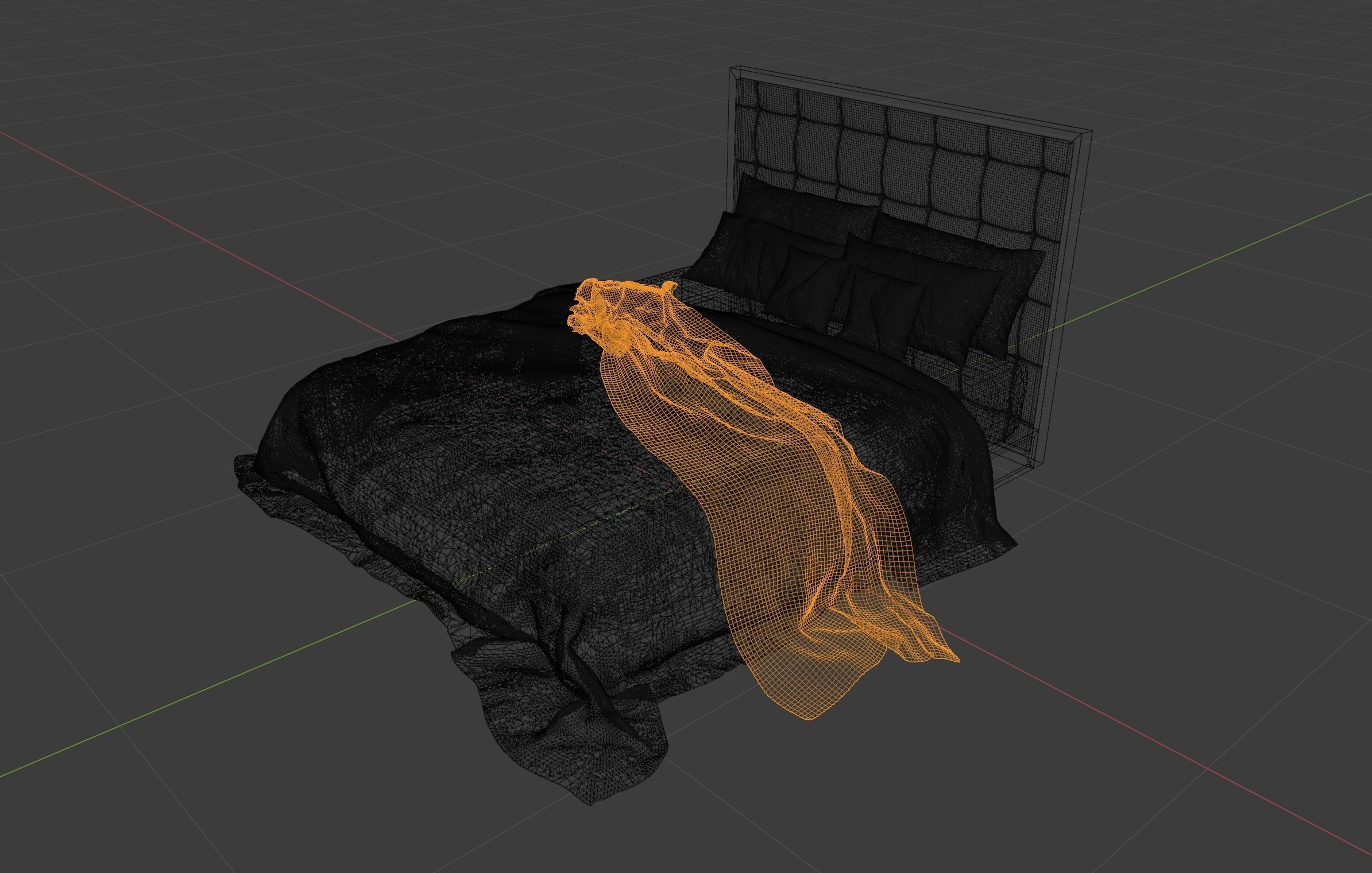 Bed with Blankets and Pillows 3D model_4