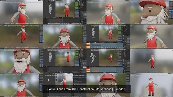 Santa Claus From The Construction Site Versions 3D Model Collection