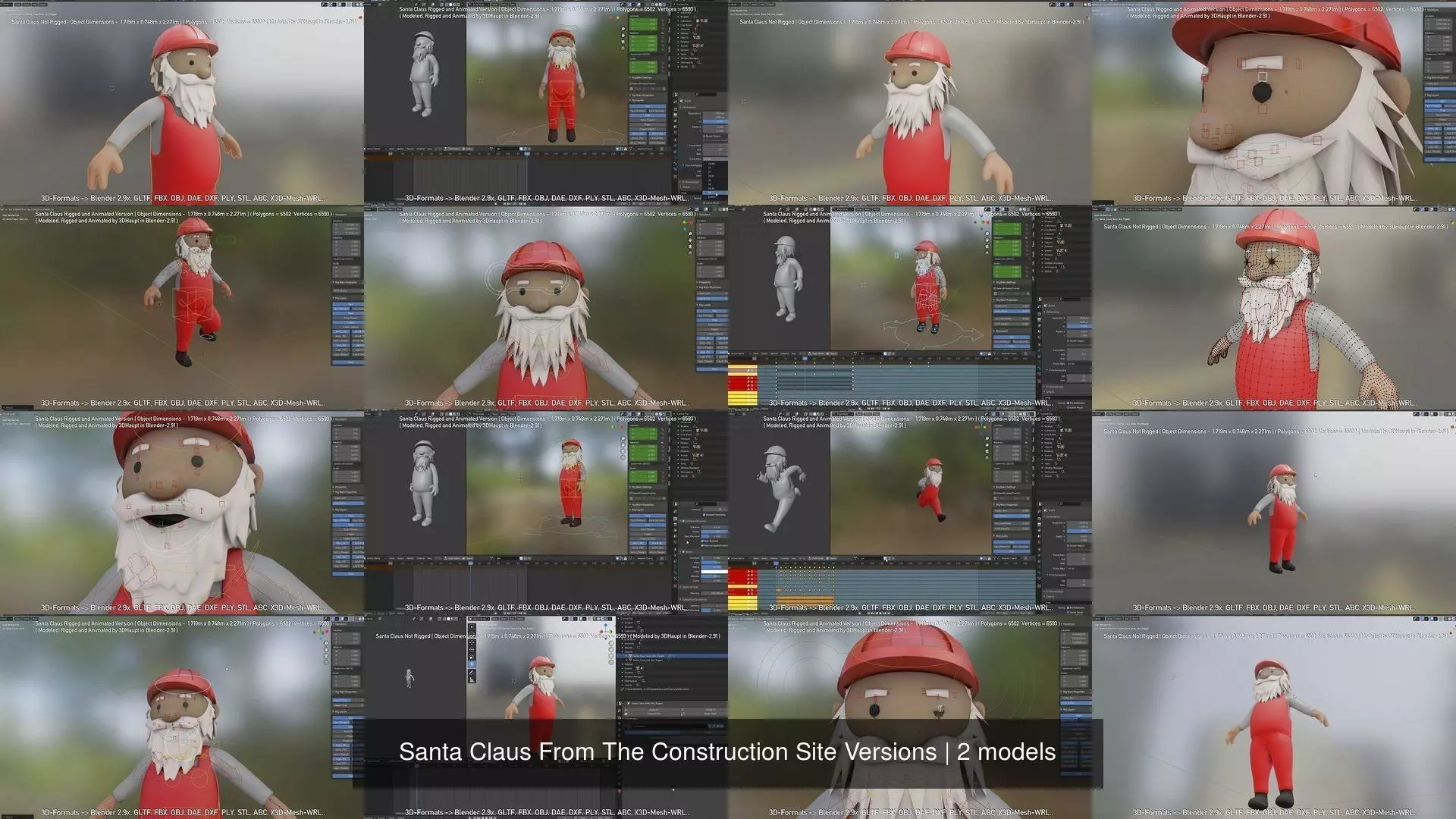 Santa Claus From The Construction Site Versions 3D Model Collection_0