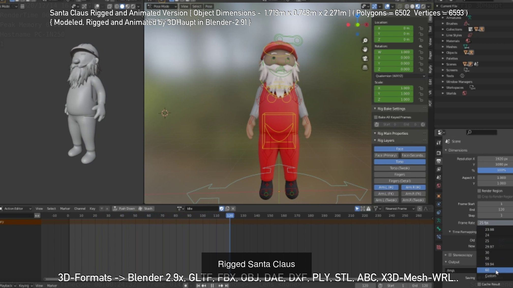 Santa Claus From The Construction Site Versions 3D Model Collection_4