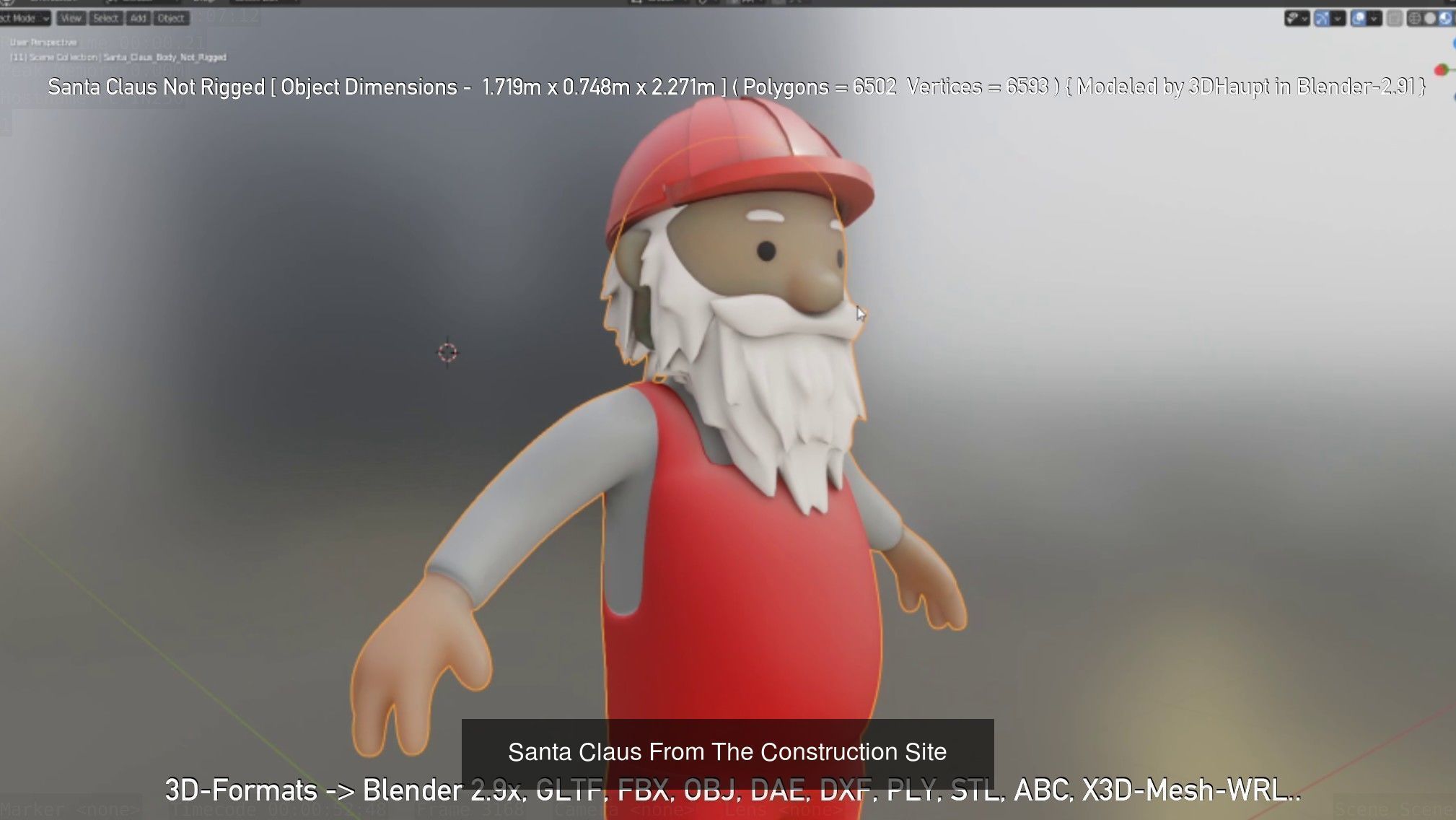 Santa Claus From The Construction Site Versions 3D Model Collection_3