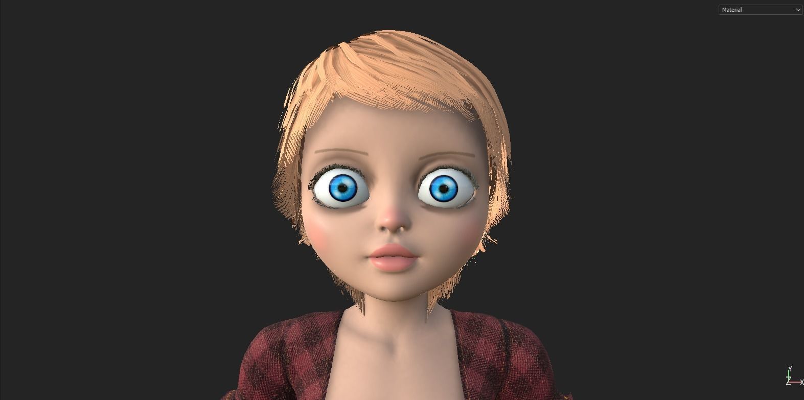 ar vr render ready female child character cartoon Low-poly 3D model_4