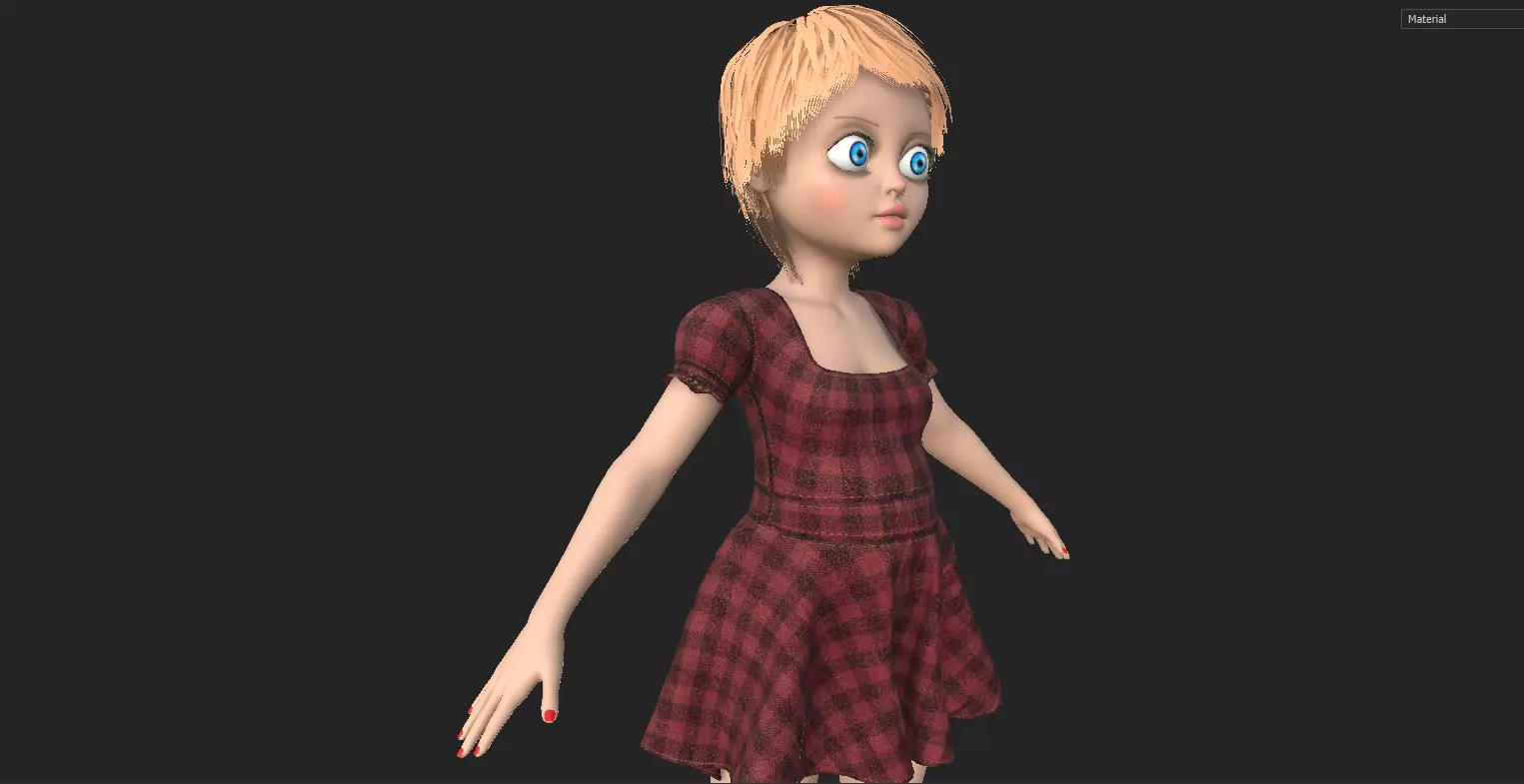 ar vr render ready female child character cartoon Low-poly 3D model_0