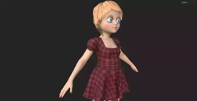 ar vr render ready female child character cartoon Low-poly 3D model