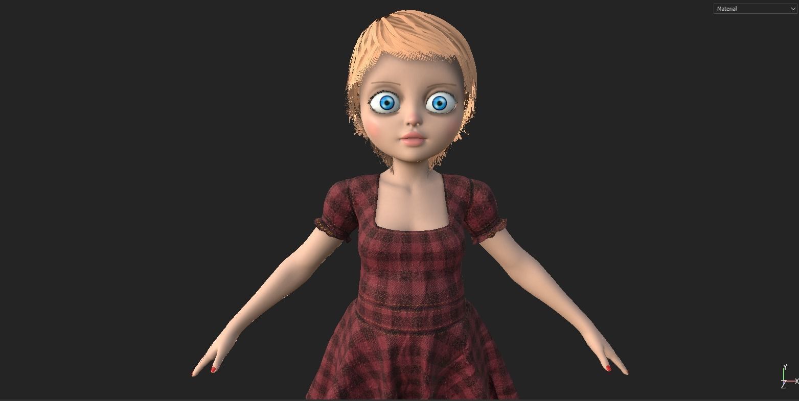 ar vr render ready female child character cartoon Low-poly 3D model_1