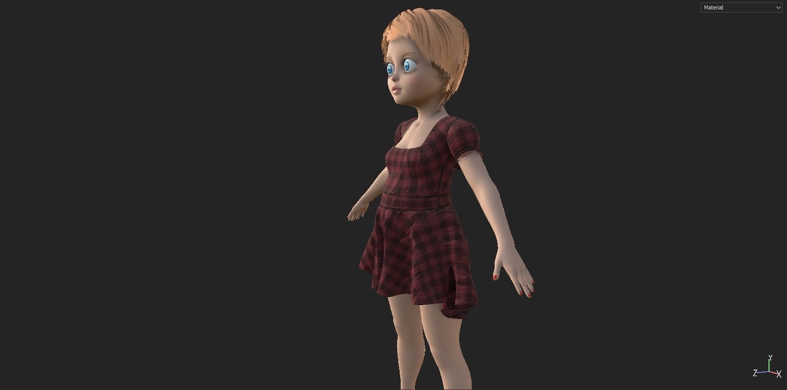 ar vr render ready female child character cartoon Low-poly 3D model_3