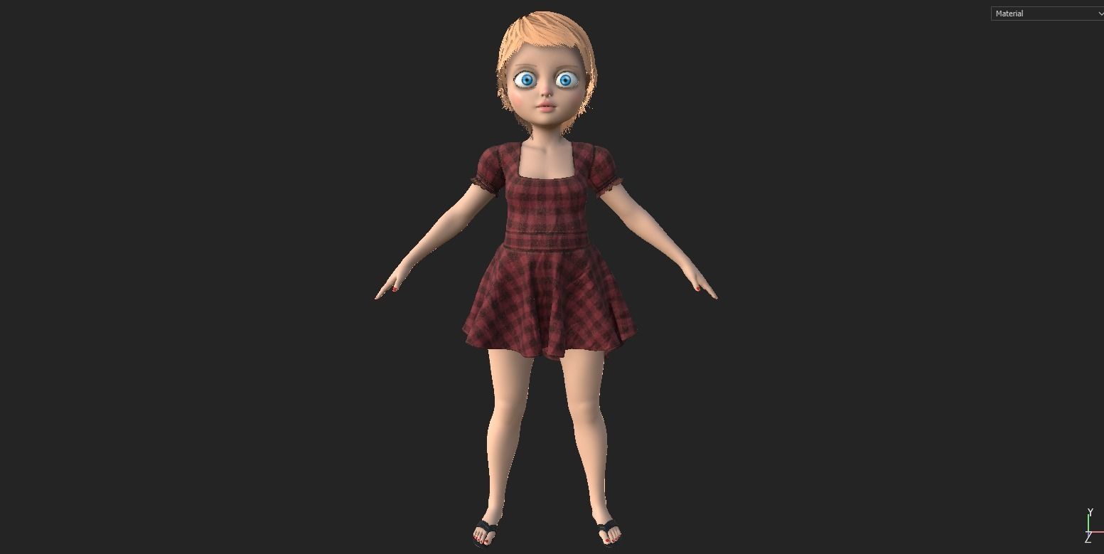 ar vr render ready female child character cartoon Low-poly 3D model_5