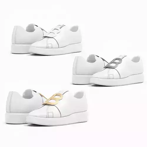 Balmain White Leather B Court Sneakers With Monogram