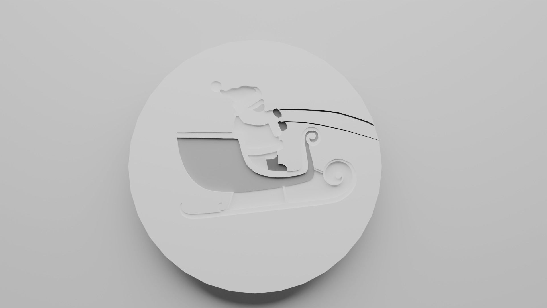 Santa Claus in Sleigh Coaster  3D print model_4