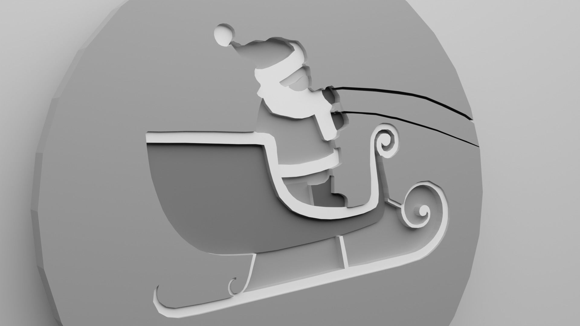 Santa Claus in Sleigh Coaster  3D print model_5