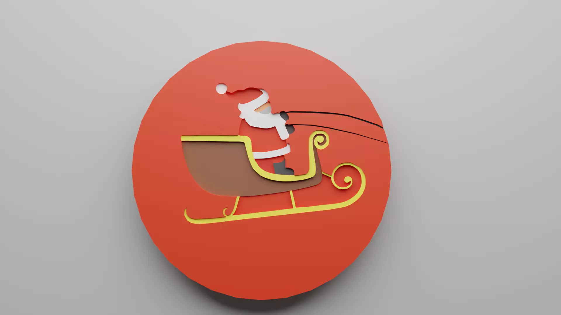 Santa Claus in Sleigh Coaster  3D print model_0