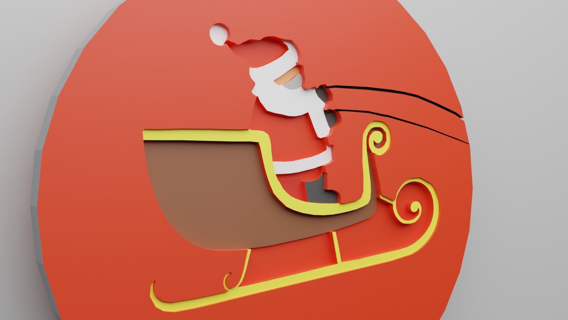 Santa Claus in Sleigh Coaster  3D print model_2