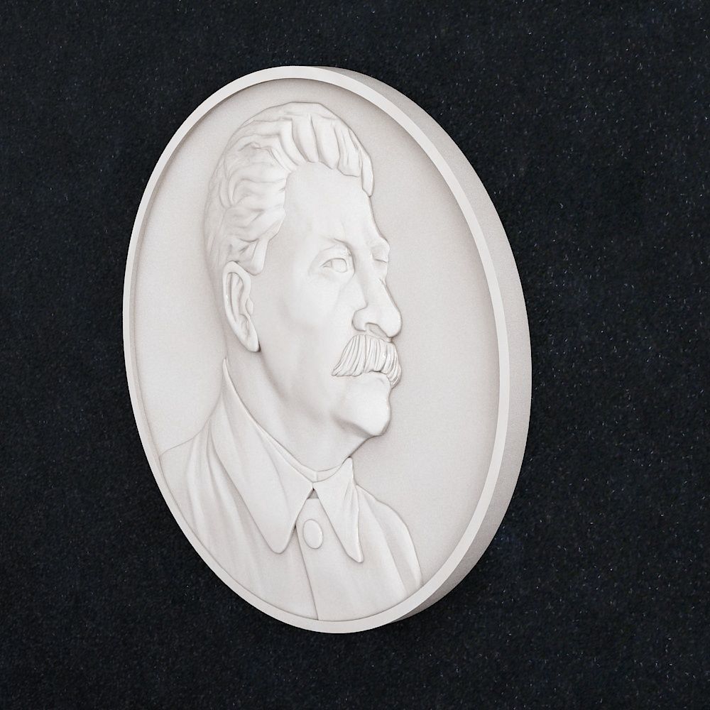 Stalin medallion with portrait of 3D print model_1