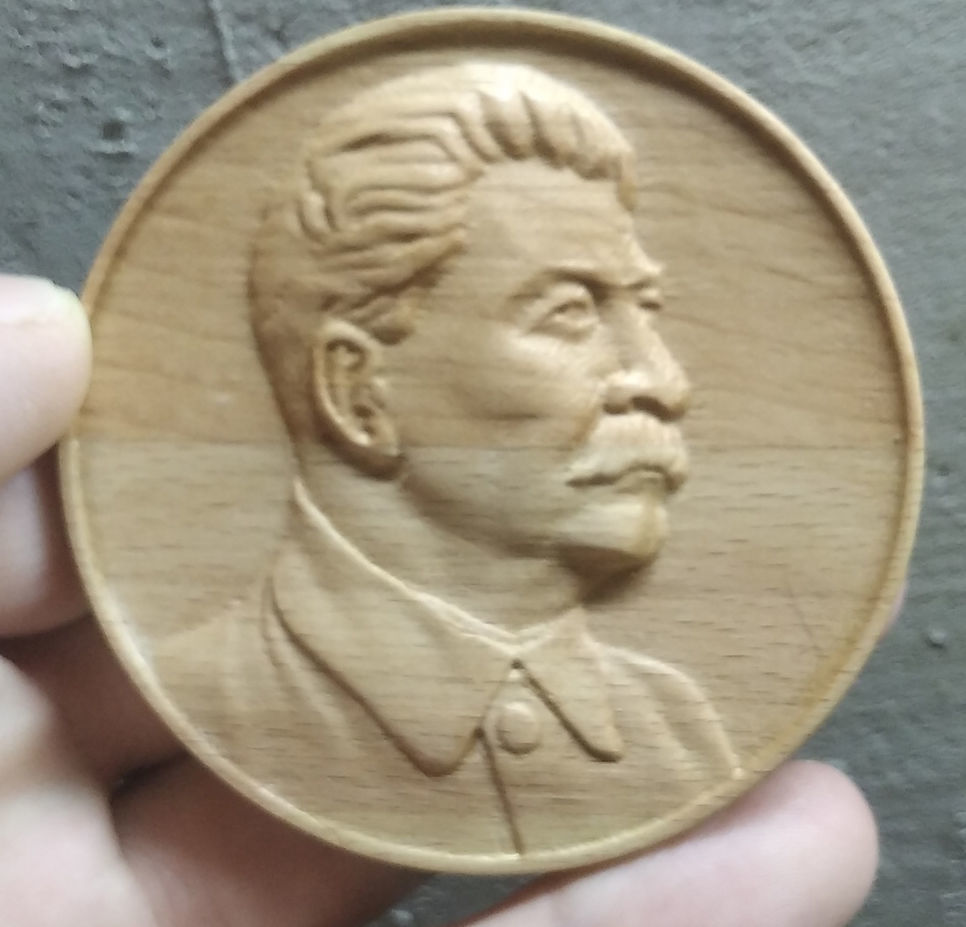Stalin medallion with portrait of 3D print model_3