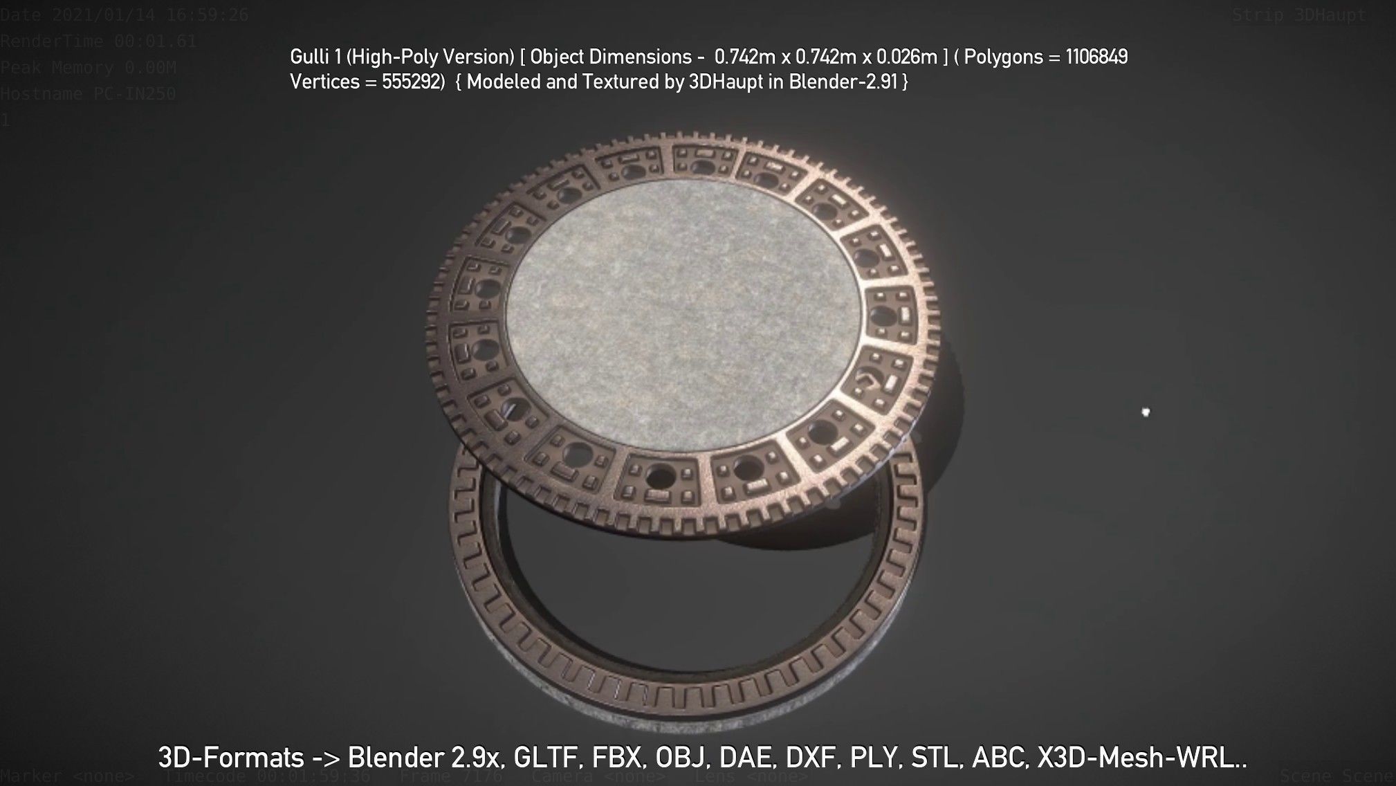 Sewer Cover 1 High-Poly Version 3D model_57