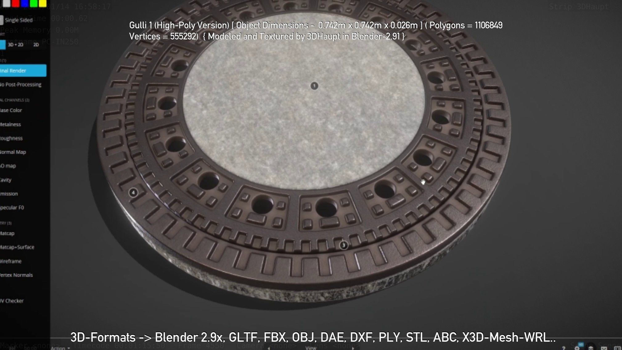 Sewer Cover 1 High-Poly Version 3D model_110