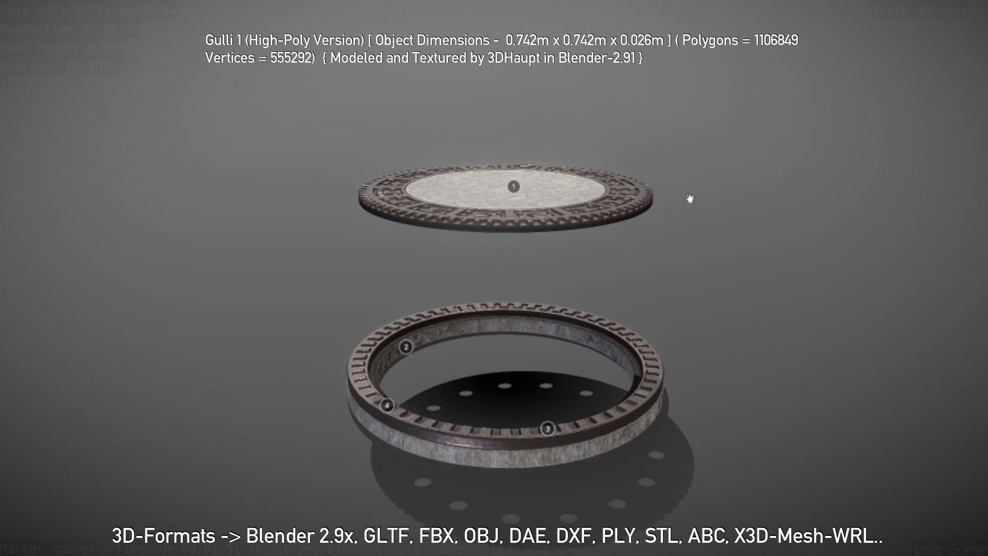 Sewer Cover 1 High-Poly Version 3D model_80