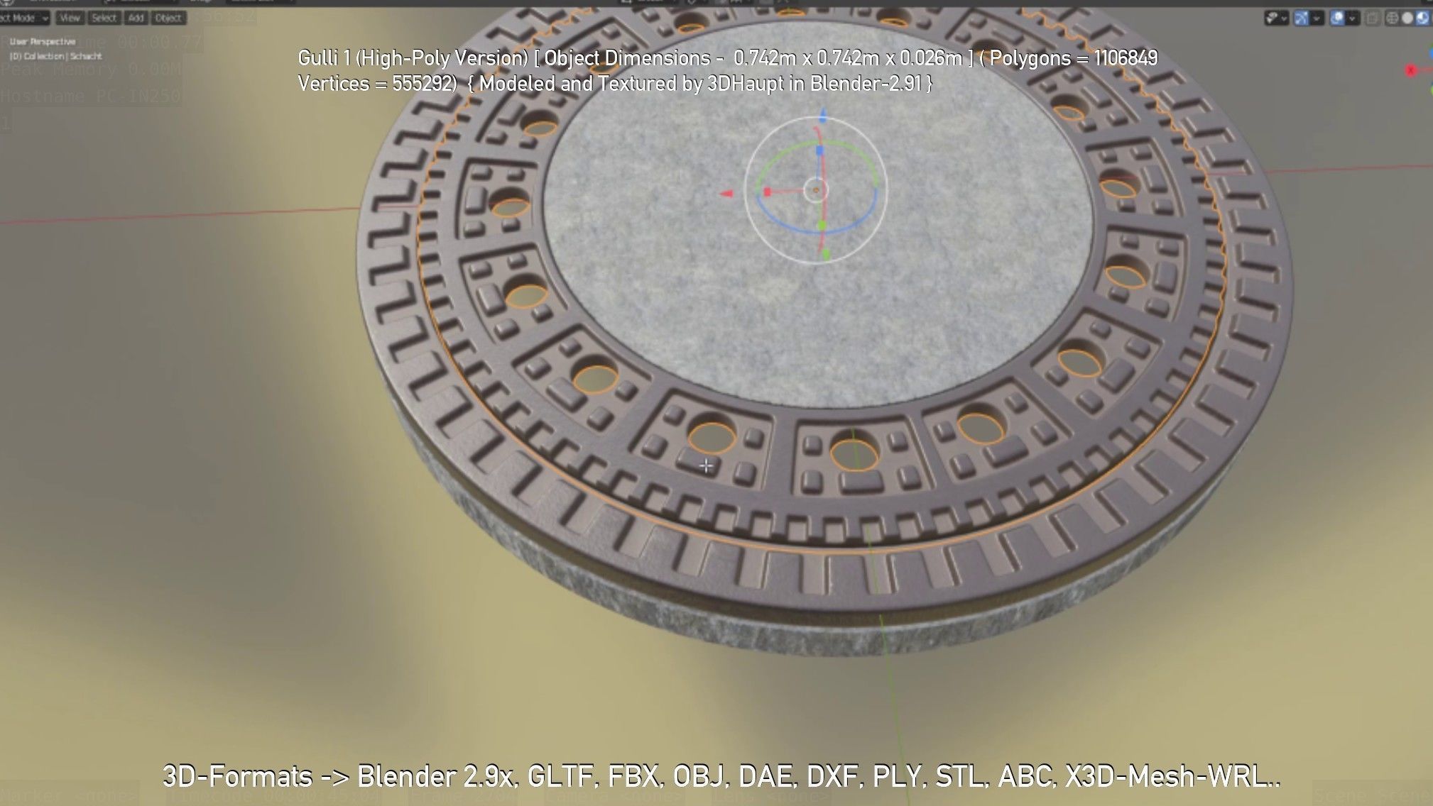 Sewer Cover 1 High-Poly Version 3D model_107