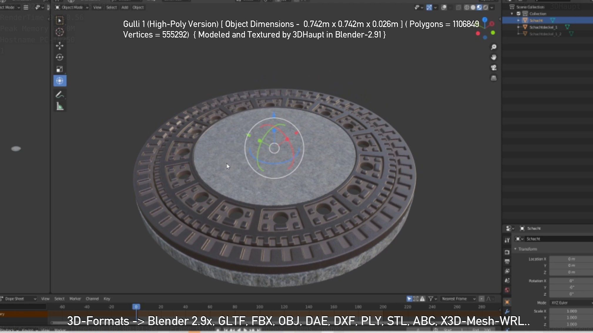Sewer Cover 1 High-Poly Version 3D model_82